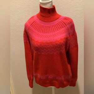 Ann Taylor Red and Purple Cowl Neck Sweater